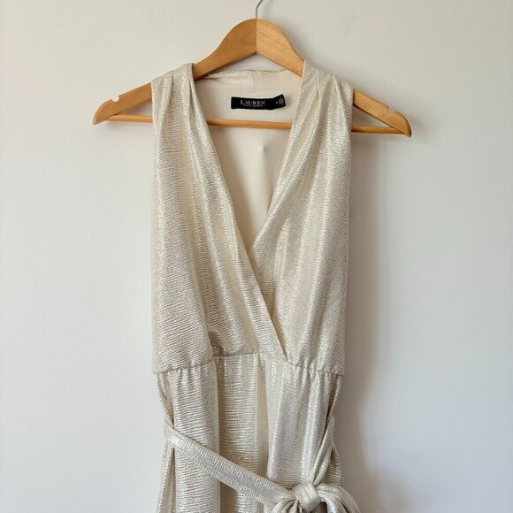 Lauren Ralph Lauren Metallic Shine Print Halter Dress Size 10 - Picture 7 of 10
